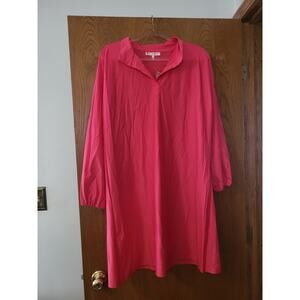 Jude Connally Hibiscus Shift Dress Pink Florence Jude Cloth Made In USA NWT L